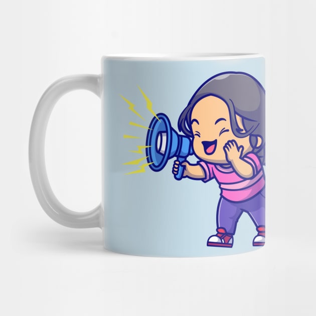 Cute Girl Holding Megaphone Cartoon by Catalyst Labs